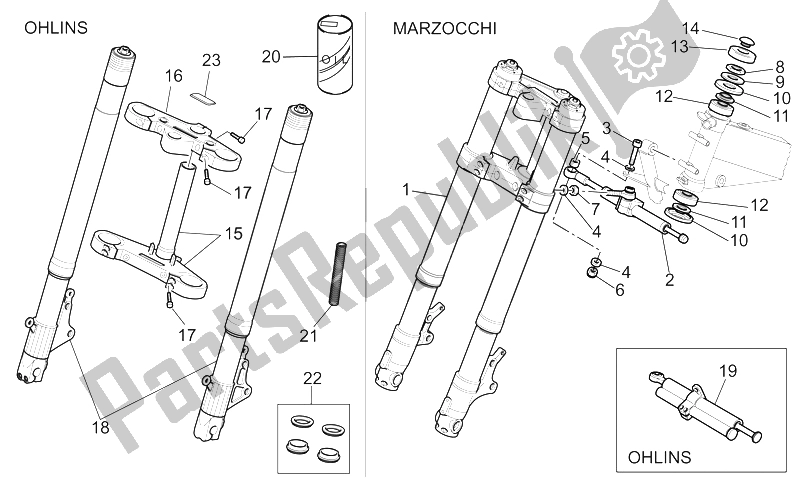 Todas las partes para Horquilla Delantera I de Moto-Guzzi V 11 LE Mans Sport Naked 1100 2001