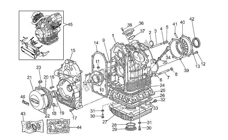 All parts for the Crankcase of the Moto-Guzzi Sport Corsa 1100 1998