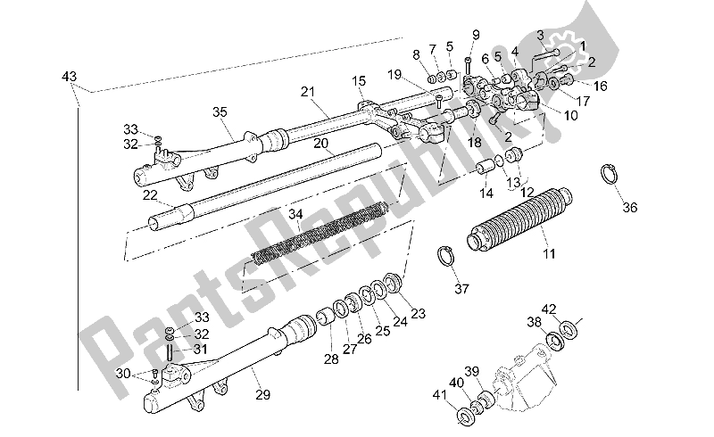 Toutes les pièces pour le Fourche Avant <km111999 du Moto-Guzzi Quota ES 1100 1998