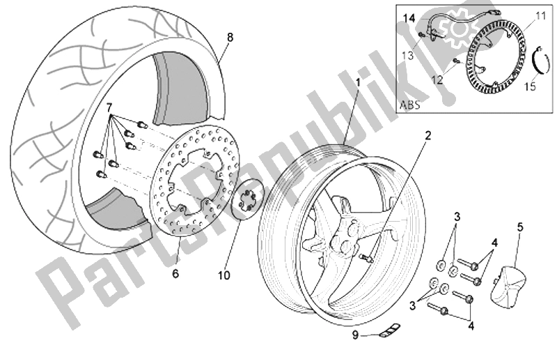 Toutes les pièces pour le Roue Arrière du Moto-Guzzi Norge Polizia Berlino 850 2008