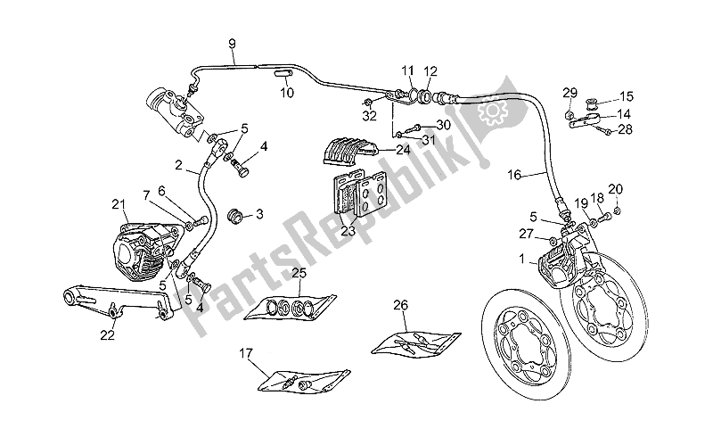 Todas as partes de Sistema De Freio Dianteiro / Traseiro do Moto-Guzzi Strada 1000 1993