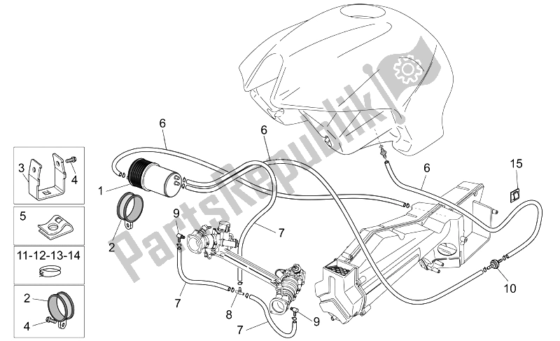 All parts for the Fuel Vapour Recover System of the Moto-Guzzi Breva IE 750 2003