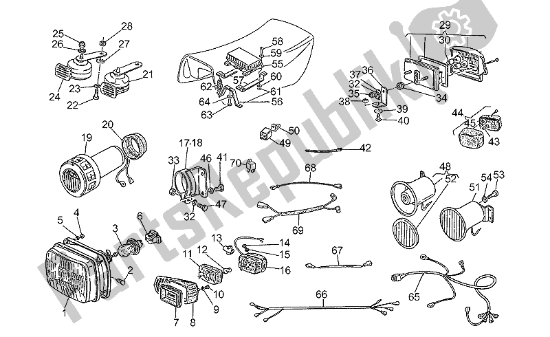 Todas las partes para Bocina De Faro de Moto-Guzzi 850 T5 Polizia Vecchiotipo 1985