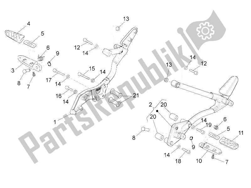 Todas las partes para Reposapiés Delanteros de Moto-Guzzi Stelvio 1200 8V STD NTX 2011