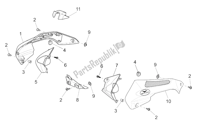 Toutes les pièces pour le Corps Avant - Conduit du Moto-Guzzi Griso V IE 850 2006