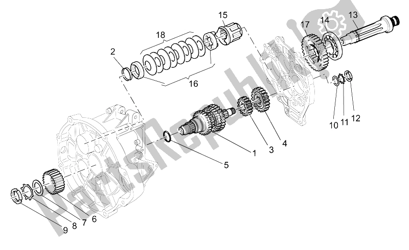 All parts for the Primary Gear Shaft of the Moto-Guzzi V 11 LE Mans 1100 2002