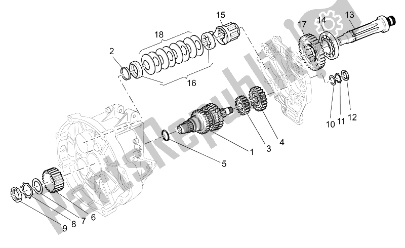 Alle onderdelen voor de Primaire Tandwielas van de Moto-Guzzi V 11 LE Mans 1100 2002