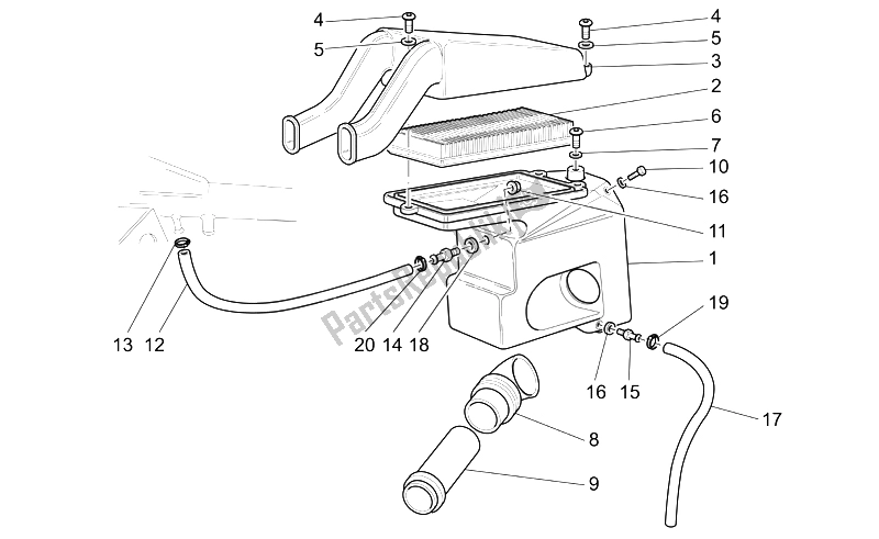 Alle onderdelen voor de Luchtfilterhuis van de Moto-Guzzi California Classic Touring 1100 2006