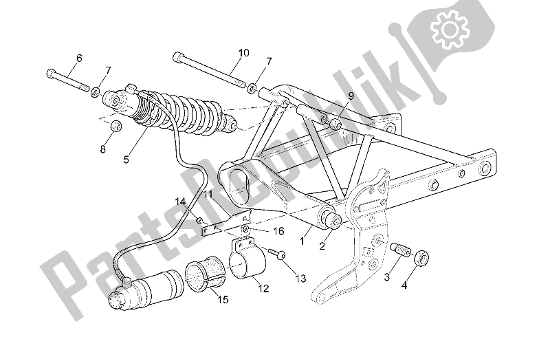 All parts for the Rear Shock Absorber of the Moto-Guzzi V 11 Sport Mandello 1100 1999