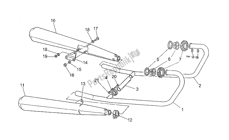 Tutte le parti per il Unità Di Scarico del Moto-Guzzi V 35 III 350 1985