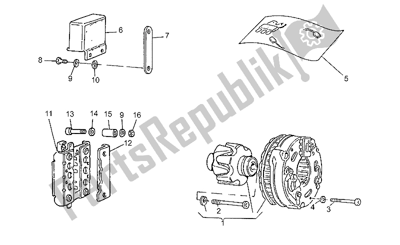 Todas as partes de Alternador-regulador Bosch do Moto-Guzzi V 65 Polizia PA Nuovotipo 650 1988