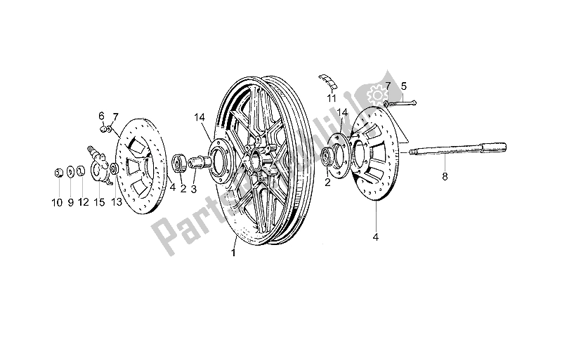 Todas as partes de Roda Da Frente do Moto-Guzzi 65 GT 650 1987