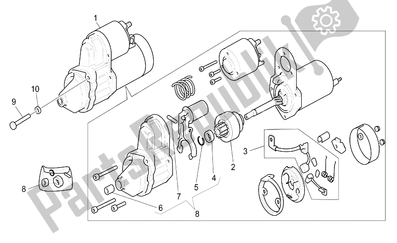 Alle onderdelen voor de Startmotor van de Moto-Guzzi Breva IE 750 2003