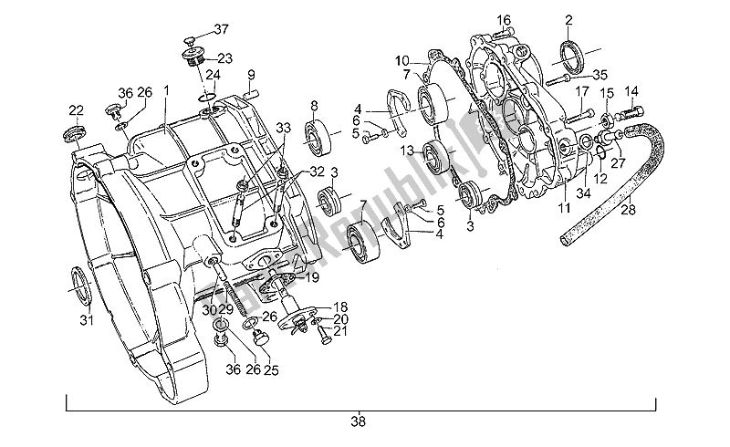 Toutes les pièces pour le Cage De Transmission du Moto-Guzzi S 1000 1989