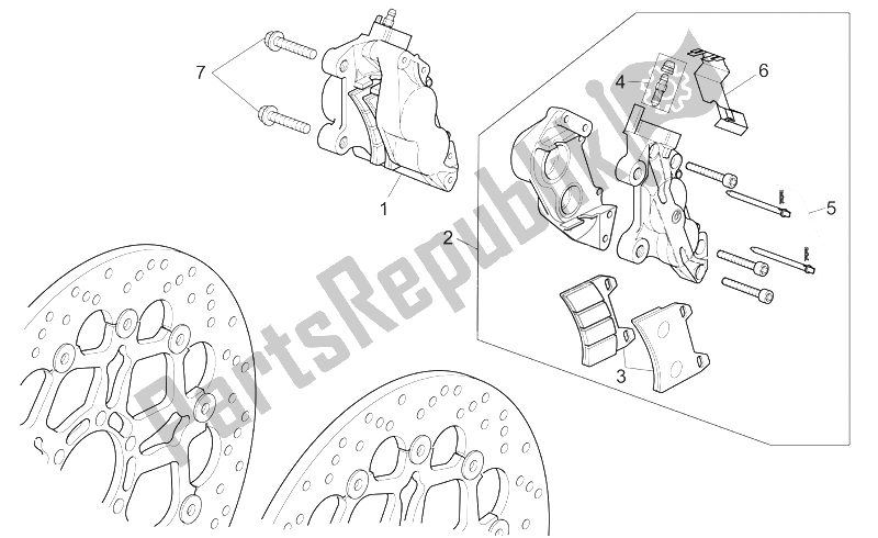 All parts for the Front Brake Caliper of the Moto-Guzzi Breva V IE 1100 2005