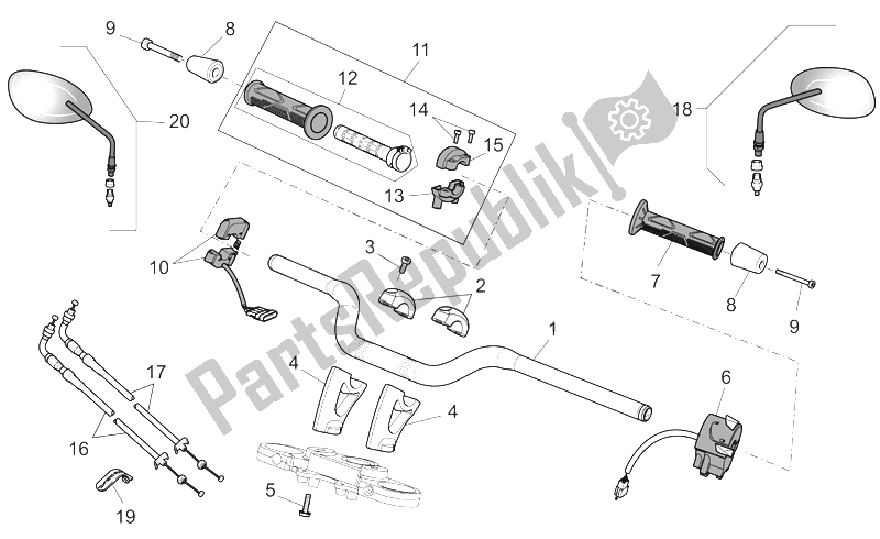 Tutte le parti per il Manubrio - Comandi del Moto-Guzzi Griso V IE 1100 2005