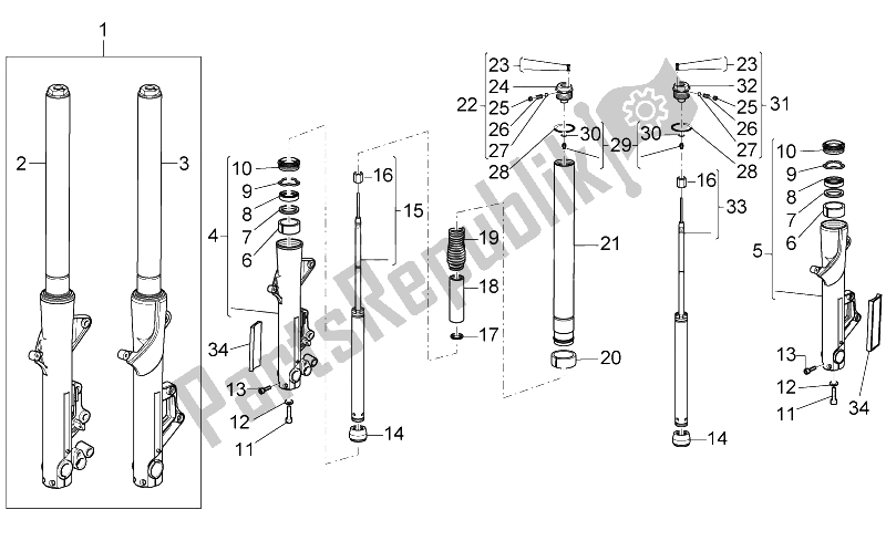 Toutes les pièces pour le Fourche Avant du Moto-Guzzi Sport 1200 2006