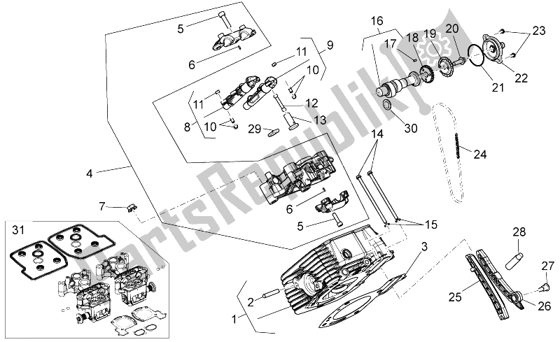 Toutes les pièces pour le Système De Calage Du Cylindre Rh du Moto-Guzzi Stelvio 1200 2008