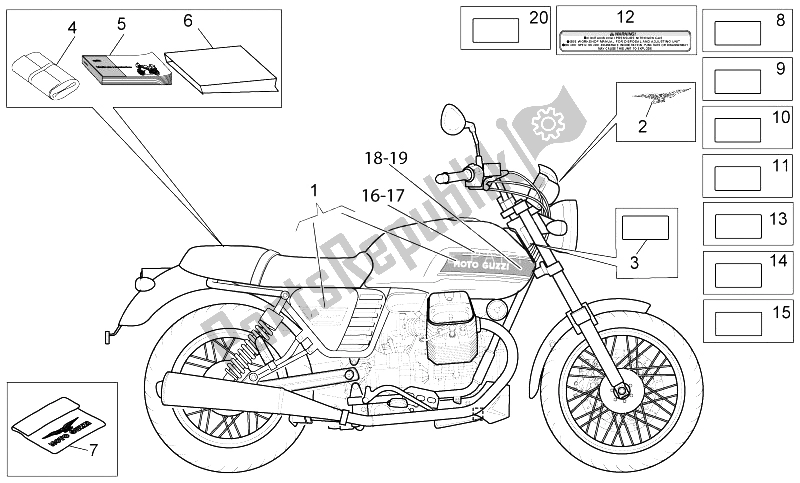 Toutes les pièces pour le Ensemble De Décalcomanies Et De Plaques du Moto-Guzzi V7 Classic 750 2008