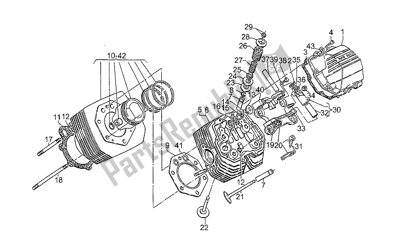 All parts for the Cylinder Head of the Moto-Guzzi 850 T5 Polizia Vecchiotipo 1985