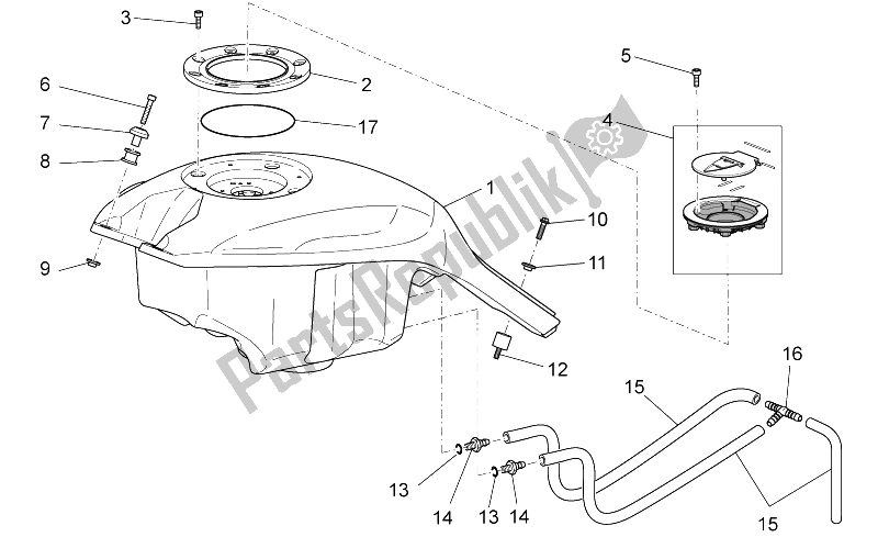 Tutte le parti per il Serbatoio Di Carburante del Moto-Guzzi Griso V IE 1100 2005