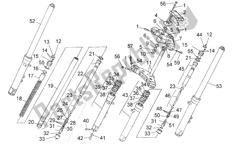 All parts for the Front Fork of the Moto-Guzzi California Classic Touring 1100 2006