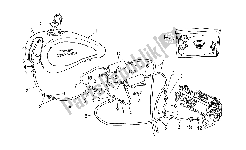 Toutes les pièces pour le Système De Récupération De Vapeur De Carburant du Moto-Guzzi California EV V 11 USA 1100 1997