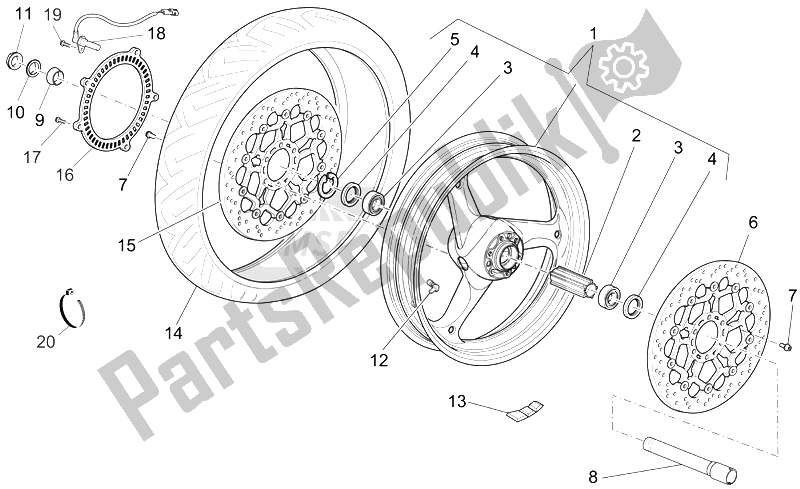 Wszystkie części do Przednie Ko? O Ii Moto-Guzzi Sport 1200 2006