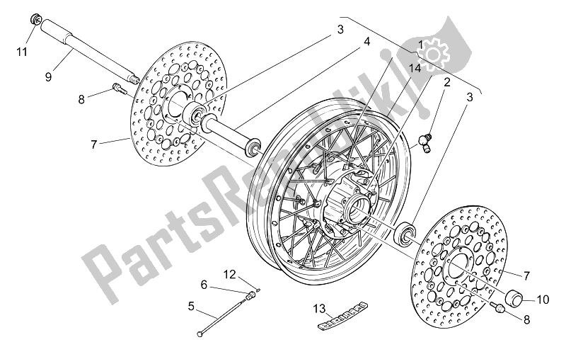 Todas as partes de Roda Da Frente do Moto-Guzzi California EV Touring PI 1100 2002