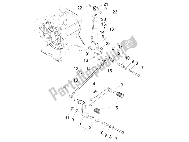 All parts for the Gear Lever of the Moto-Guzzi California 1400 Custom ABS 2012