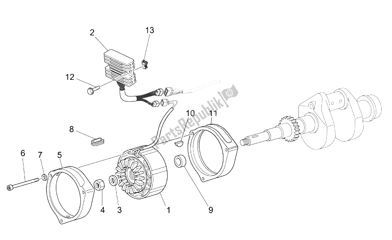 Toutes les pièces pour le Générateur - Régulateur du Moto-Guzzi Breva IE 750 2003