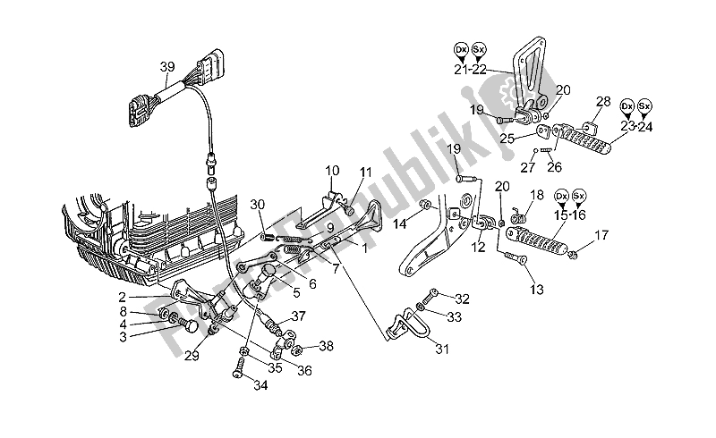 Toutes les pièces pour le Repose-pieds - Support Latéral du Moto-Guzzi Sport Corsa 1100 1998