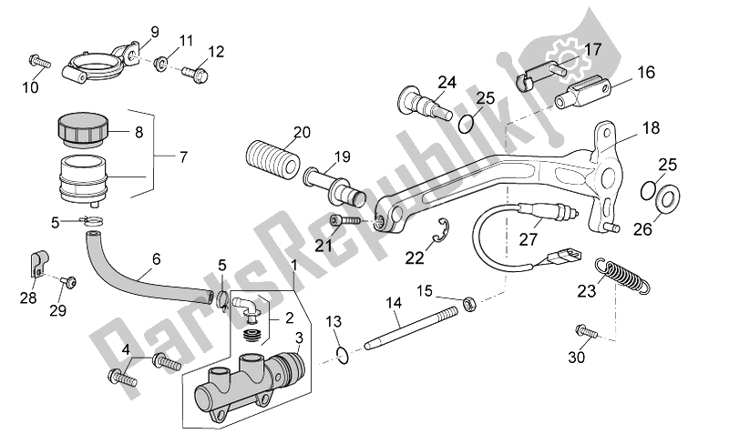 All parts for the Rear Master Cylinder of the Moto-Guzzi Norge 1200 IE 8V Polizia Stradale 2014