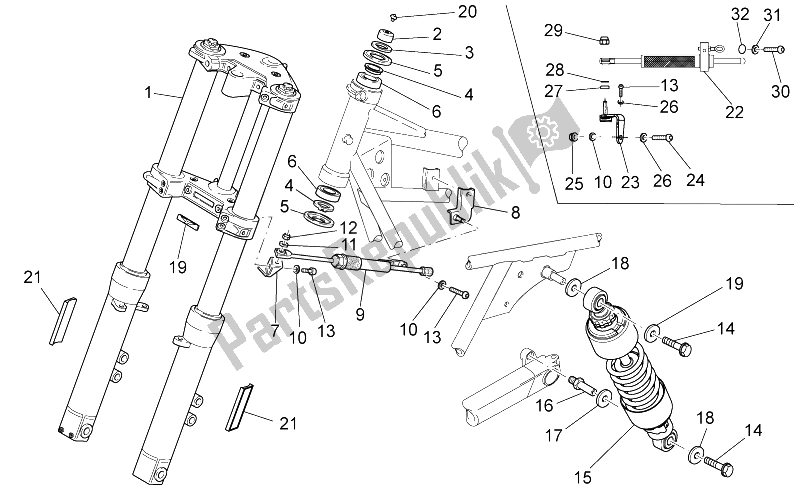 Todas las partes para F. Fork-r. Shock Absorber de Moto-Guzzi California Vintage 1100 Royal Hashemite Court 2006