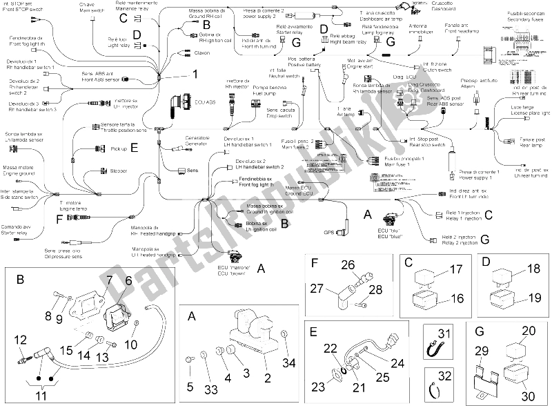 All parts for the Electrical System I of the Moto-Guzzi Stelvio 1200 8V STD NTX 2011