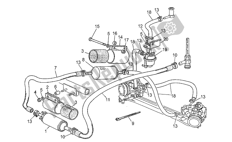 Alle onderdelen voor de Brandstoftoevoer van de Moto-Guzzi Daytona Racing 1000 1996