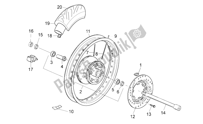 Alle onderdelen voor de Achterwiel I van de Moto-Guzzi V7 Classic 750 2008