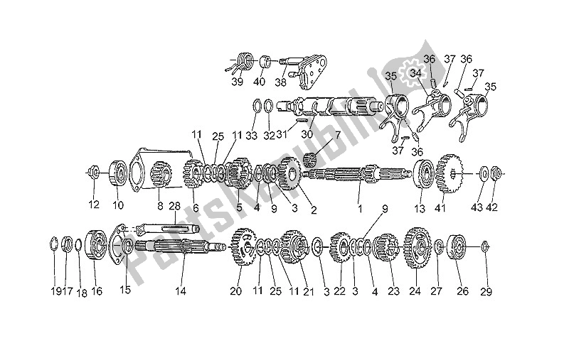 Alle onderdelen voor de Versnellingsbak van de Moto-Guzzi Nevada 750 1991