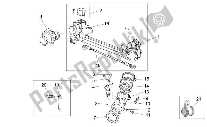 All parts for the Throttle Body of the Moto-Guzzi Breva IE 750 2003