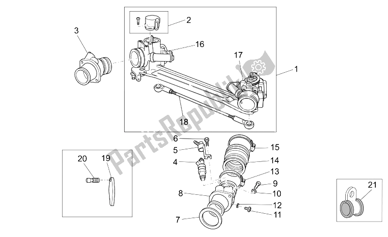 Alle onderdelen voor de Gasklephuis van de Moto-Guzzi Breva IE 750 2003