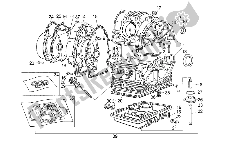 Tutte le parti per il Carter del Moto-Guzzi V 35 III 350 1985 Tutte le parti per il Carter del Moto-Guzzi V 35 III 350 1985
