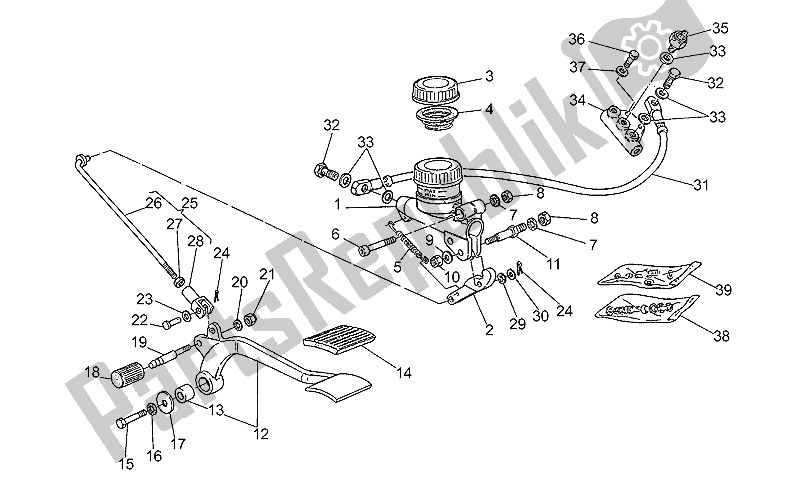 All parts for the Rear Master Cylinder of the Moto-Guzzi California III Carburatori 1000 1987