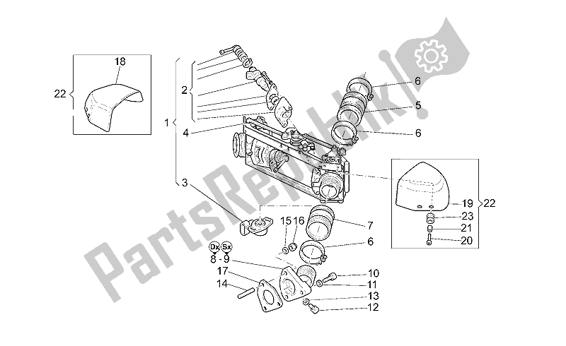 Alle onderdelen voor de Gasklephuis van de Moto-Guzzi California Stone 1100 2001