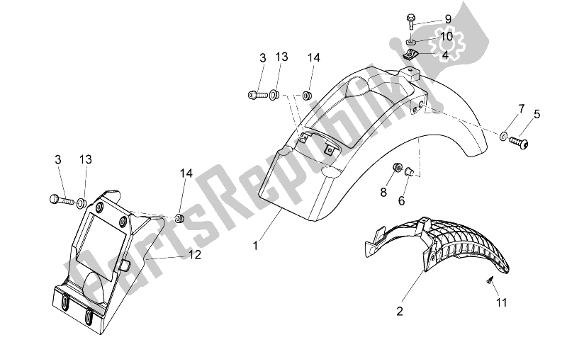 Toutes les pièces pour le Corps Arrière I- Garde-boue du Moto-Guzzi V7 Stone 750 2014