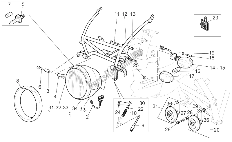 Toutes les pièces pour le Phare Lm-rc-nc du Moto-Guzzi V 11 CAT 1100 2003