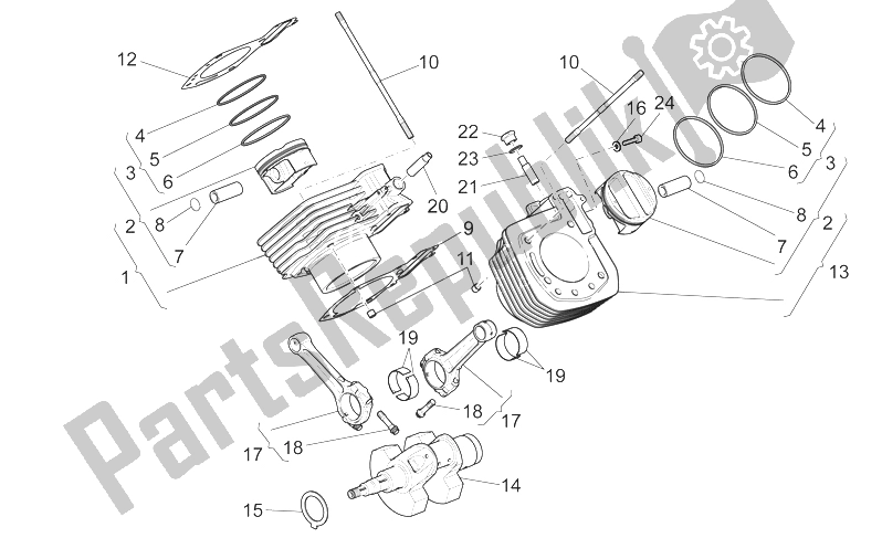 Toutes les pièces pour le Arbre D'entraînement - Cylindre du Moto-Guzzi Stelvio 1200 8V STD NTX 2011