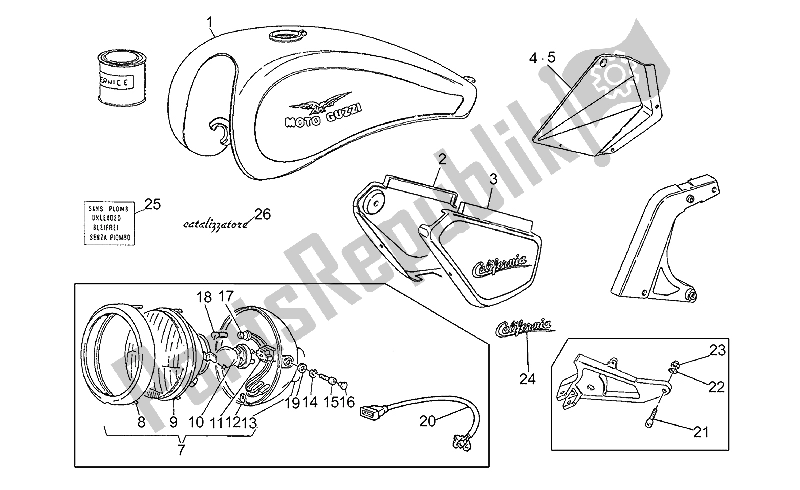 Alle onderdelen voor de Body-klassieke Variant van de Moto-Guzzi California III Carburatori 1000 1987