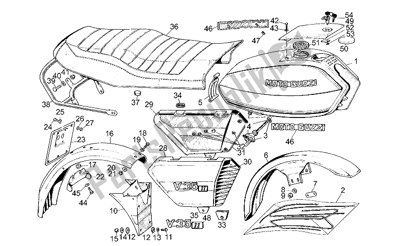 Tutte le parti per il Corpo del Moto-Guzzi V 35 II 350 1985