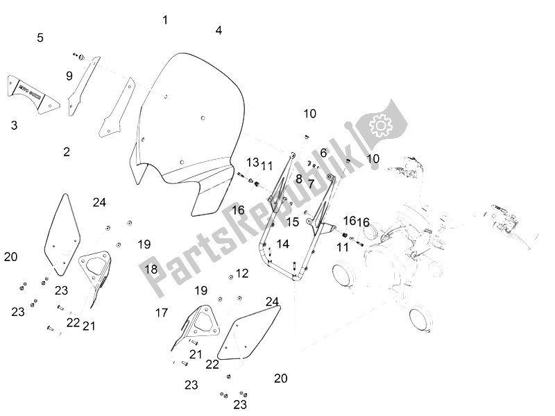 All parts for the Windshield of the Moto-Guzzi California 1400 Touring SE ABS 2015