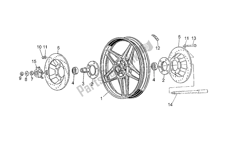 All parts for the Front Wheel of the Moto-Guzzi V 35 Florida 350 1986